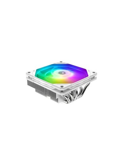 Cooler ID-Cooling IS-55 ARGB WHITE LGA1700/1200/115X/AM5/AM4 низкопрофильный высота 55mm (27шт/кор, TDP 125W, PWM, 5 тепл.трубок + медная база, ARGB FAN 120mm, белый) BOX