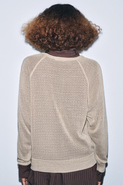 ZARA ДЖЕМПЕР В СТИЛЕ РУСТИК С ДЛИННЫМИ РУКАВАМИ, ПЕСОЧНЫЙ