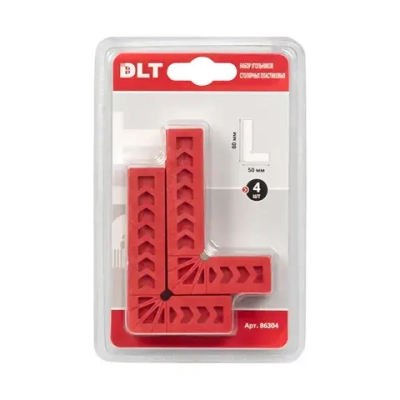 Набор угольников столярных пластиковых DLT, 4 штуки, 80x50мм, арт.86304 (оригинал)