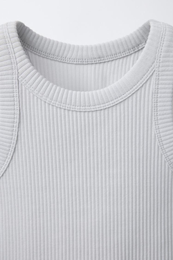 ZARA ТОП В РУБЧИК СО СПИНОЙ-БОРЦОВКОЙ, СЕРЫЙ