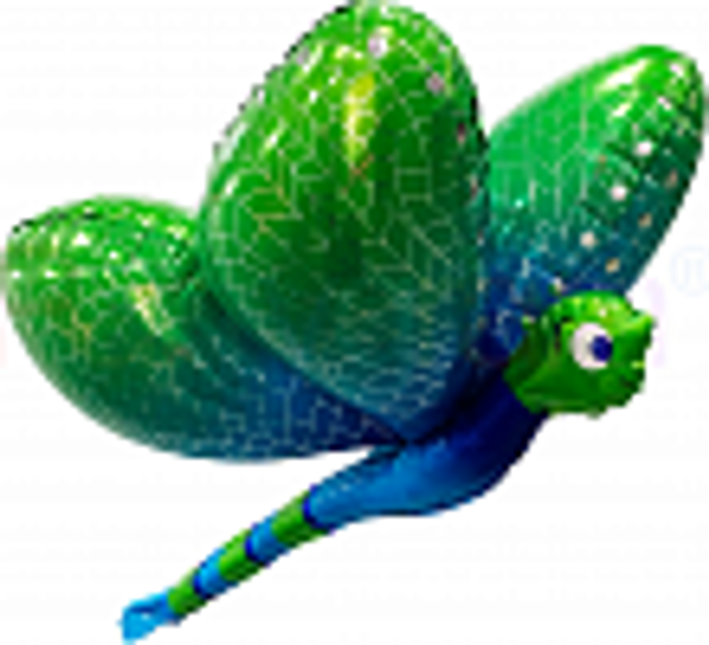 Шар (34""/86 см) Фигура, 3D Стрекоза, Зеленый, 1 шт. Б120