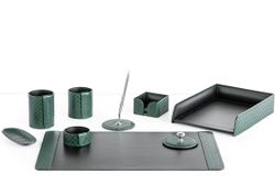 Настольный набор зелено/черный премиум с ковриком (58*34см)