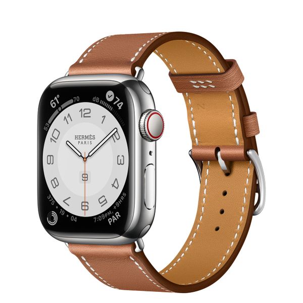 Умные часы Apple Watch Series 7 Hermès GPS + Cellular 41mm Silver Stainless Steel Case with Single Tour (Gold)