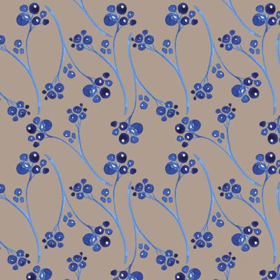 Синий растительный принт на серой