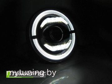 Передние фары Angel Eyes для Jeep Wrangler JK (07-18) светодиодные черные
