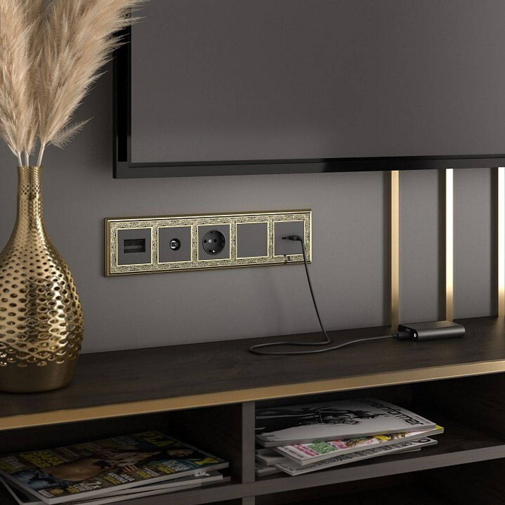 Розетка двойная Ethernet RJ-45 без рамки Werkel черный матовый W1182208