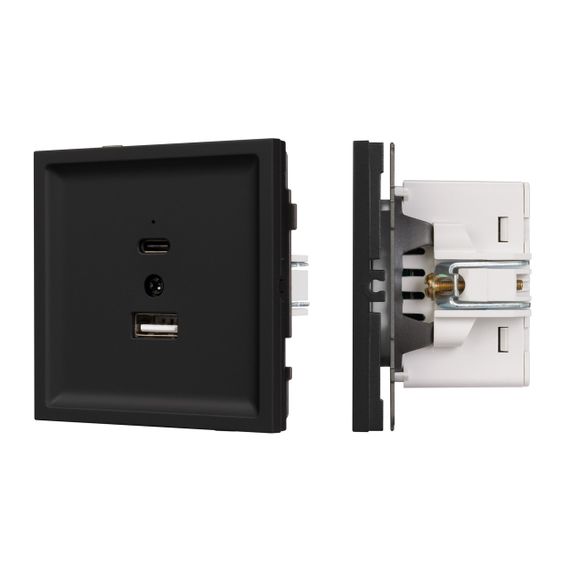 Механизм USB розетки SCT-TENDO-MUAC-SFPL-BK (5V, 3A, QC3) Arlight 054536