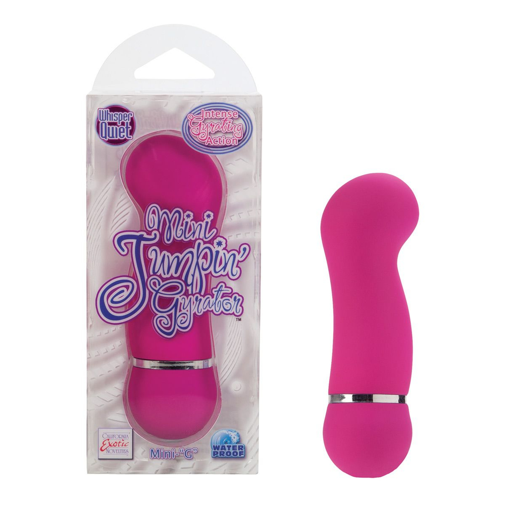 Розовый мини-вибратор с подвижной головкой Mini Jimpin’ Gyrator - 12,5 см. (Цвет: розовый)