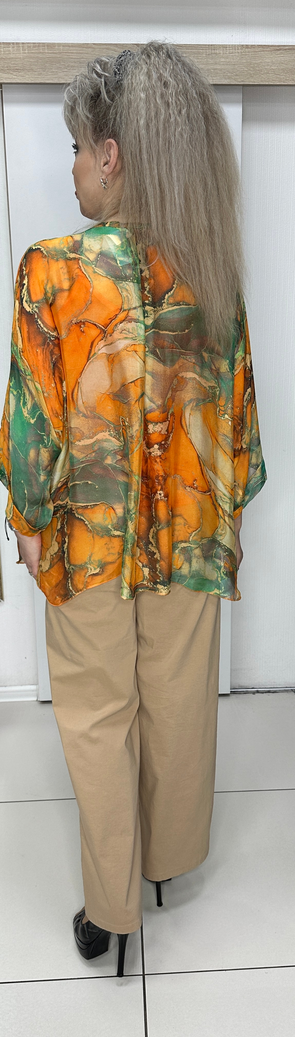 Двойка: итальянский шифоновый блузон с трикотажной маечкой