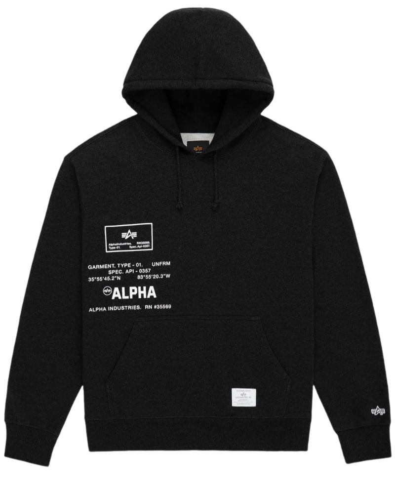 Толстовка Alpha Industries Essential Spec Print Hoodie Black