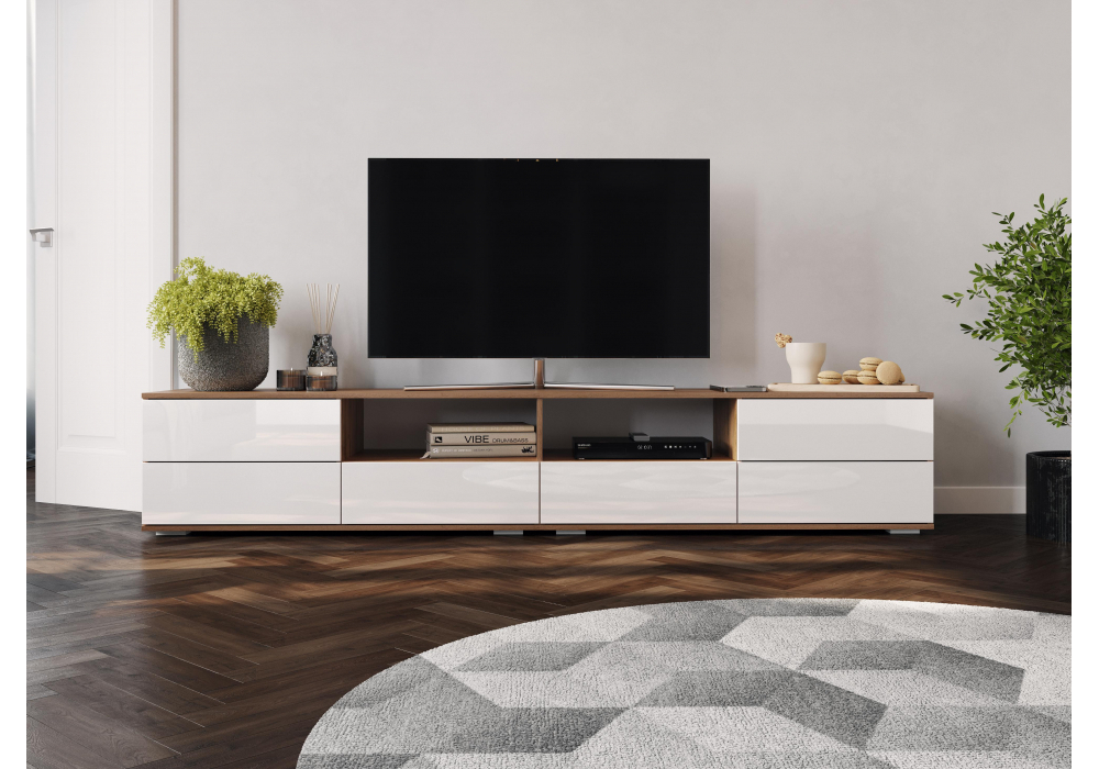 ТВ-тумба Woodville Маллоу дуб вотан, белый глянец