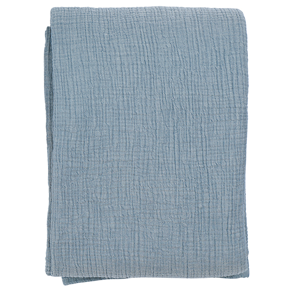 Покрывало двухстороннее из многослойного муслина джинсово-синего цвета из коллекции essential, 230x250 см