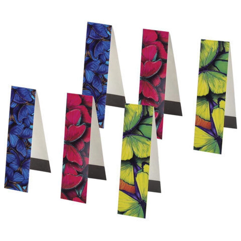 Закладки для книг с магнитом "КРАСКИ ЛЕТА", набор 6 шт., блестки, ЮНЛАНДИЯ, 111643