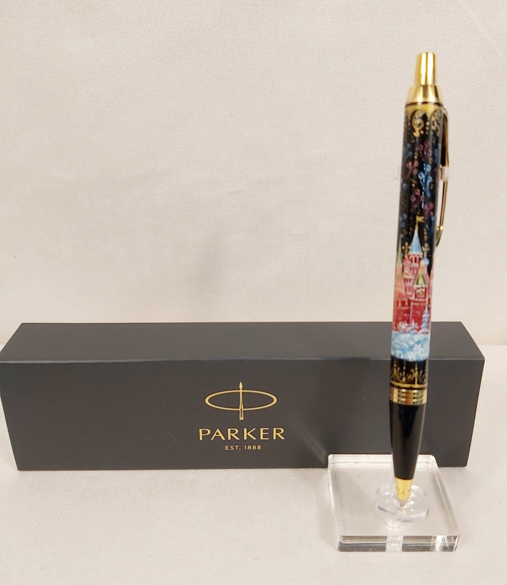 Ручка расписная Паркер "Москва. Кремль" с росписью Палех