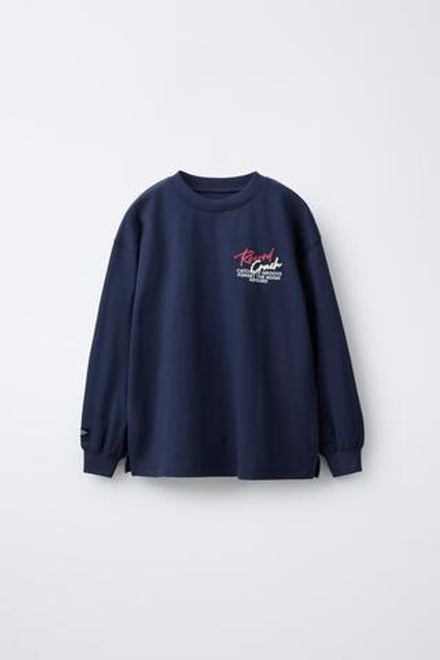 ZARA ФУТБОЛКА С РЕЛЬЕФНЫМ ПРИНТОМ, СИНИЙ