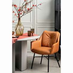 Стул Allar коричневый, экокожа, рогожка