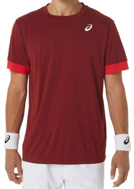 Мужская теннисная футболка Asics Court Short Sleeve Top - beet juiced/classic red