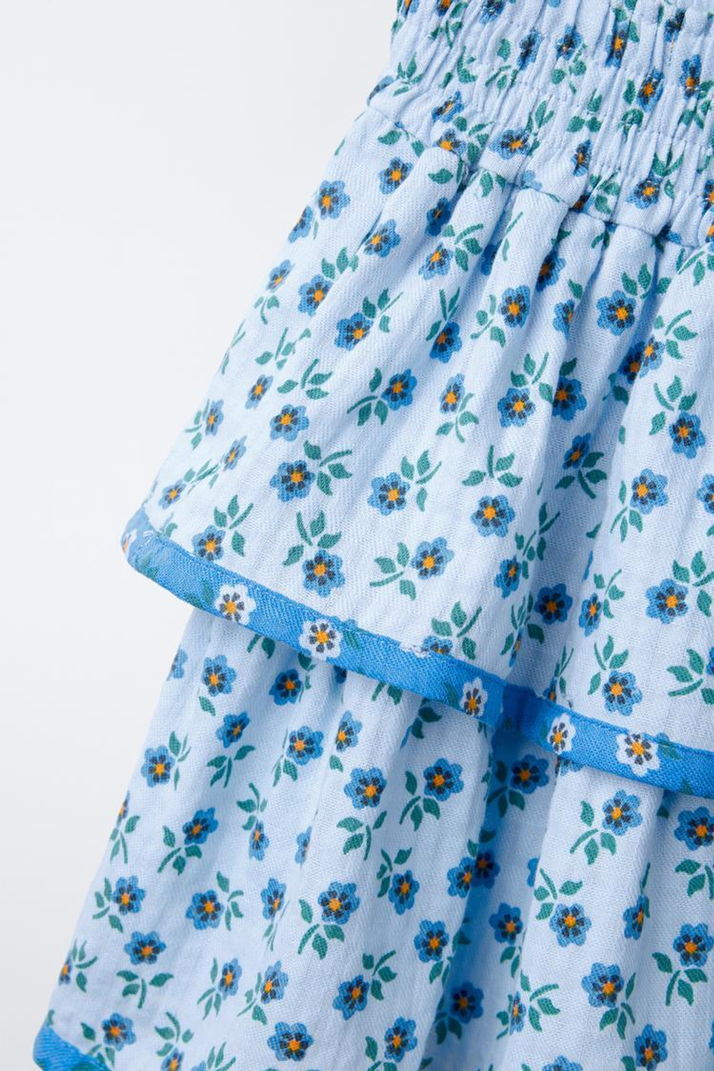 ZARA ЮБКА-ШОРТЫ С ЦВЕТОЧНЫМ ПРИНТОМ, ГОЛУБОЙ