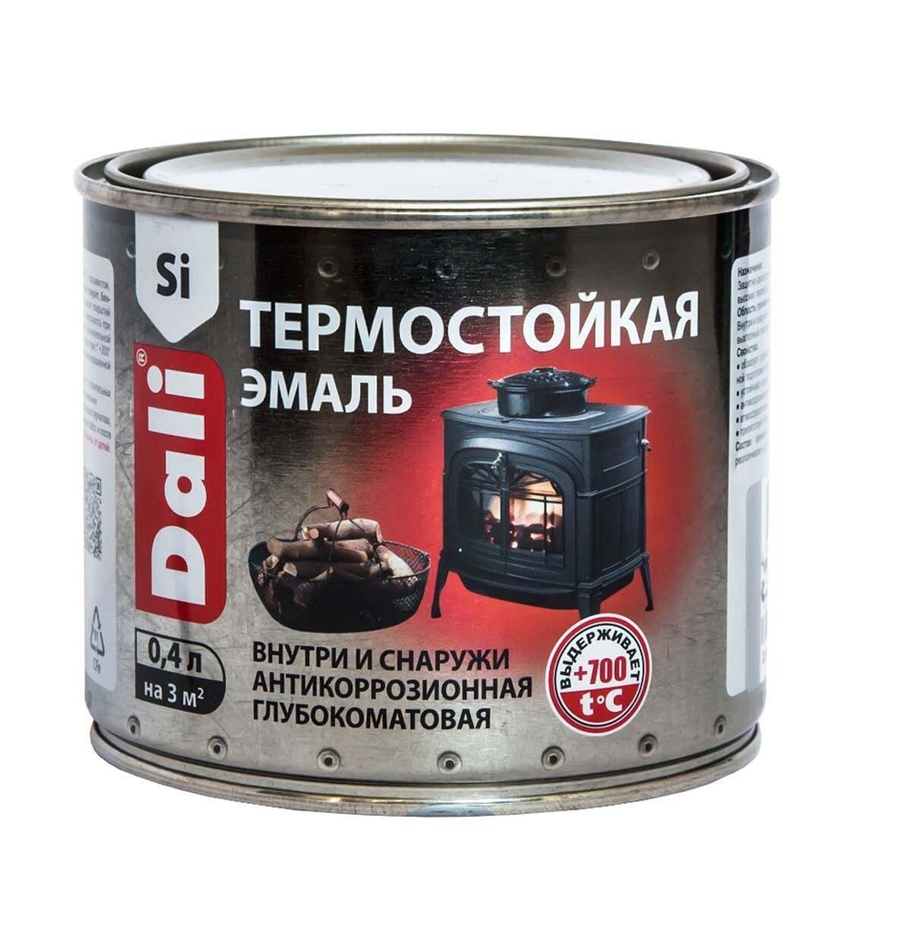 Эмаль термостойкая "DALI" 0,4л СЕРЕБРО