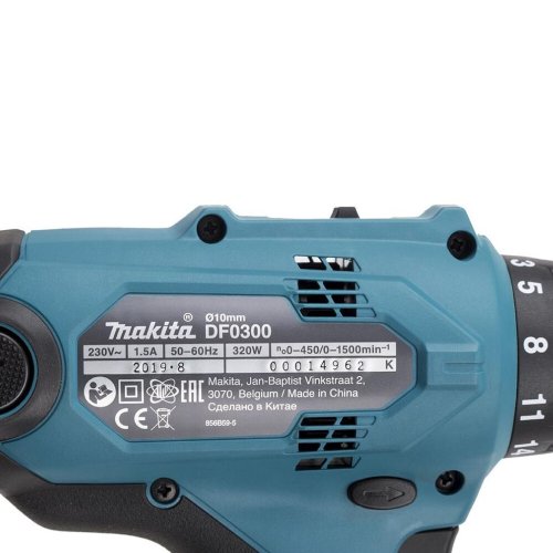 Дрель-шуруповерт Makita DF 0300 X3 + набор бит 10 шт