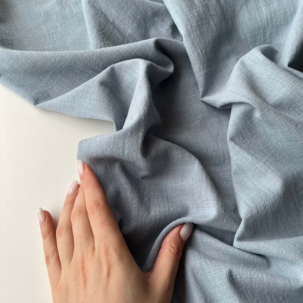 Хлопок под лён Пыльно-голубой