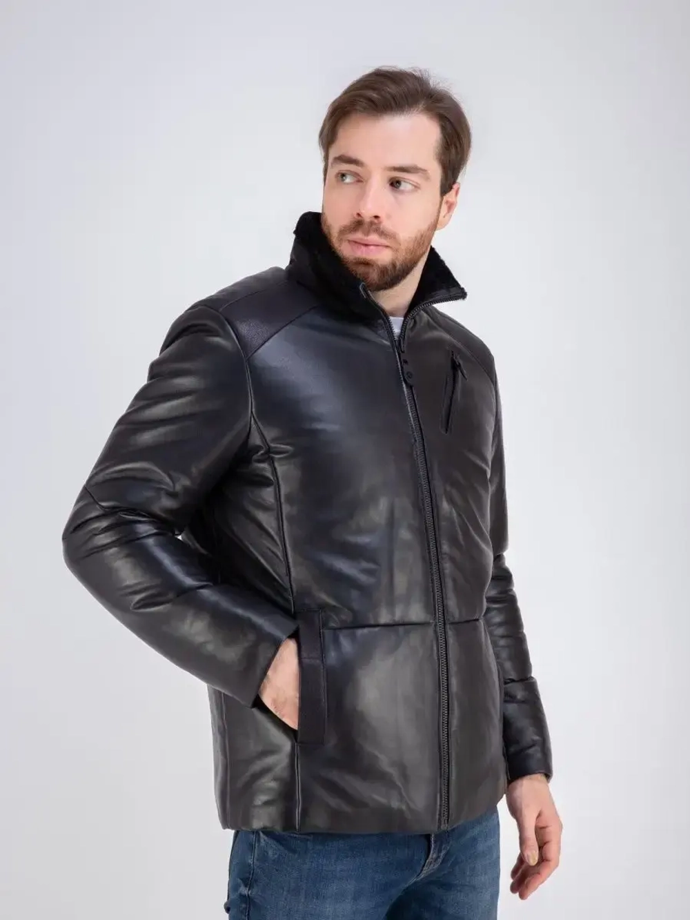 Дубленка мужская натуральная зимняя утепленная куртка Турция