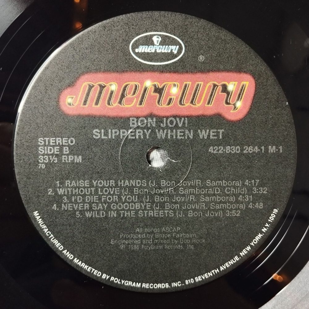 Винтажная виниловая пластинка LP Bon Jovi Slippery When Wet (USA 1986)