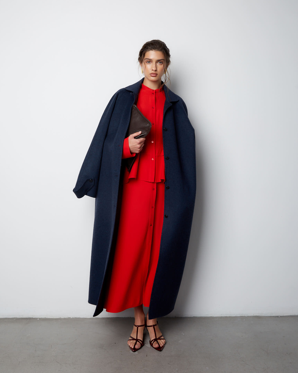 Пальто из мягкой шерсти Стелла Маккартни синий меланж