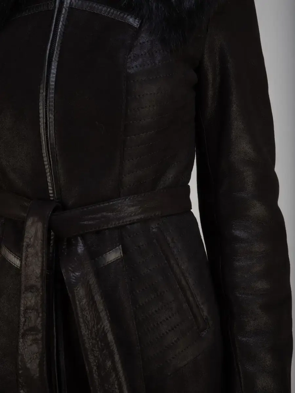 Дубленка женская натуральная с капюшоном длинная Турция