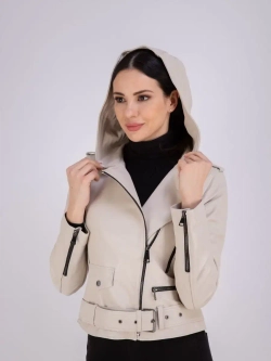 Куртка женская из натуральной кожи с капюшоном Турция