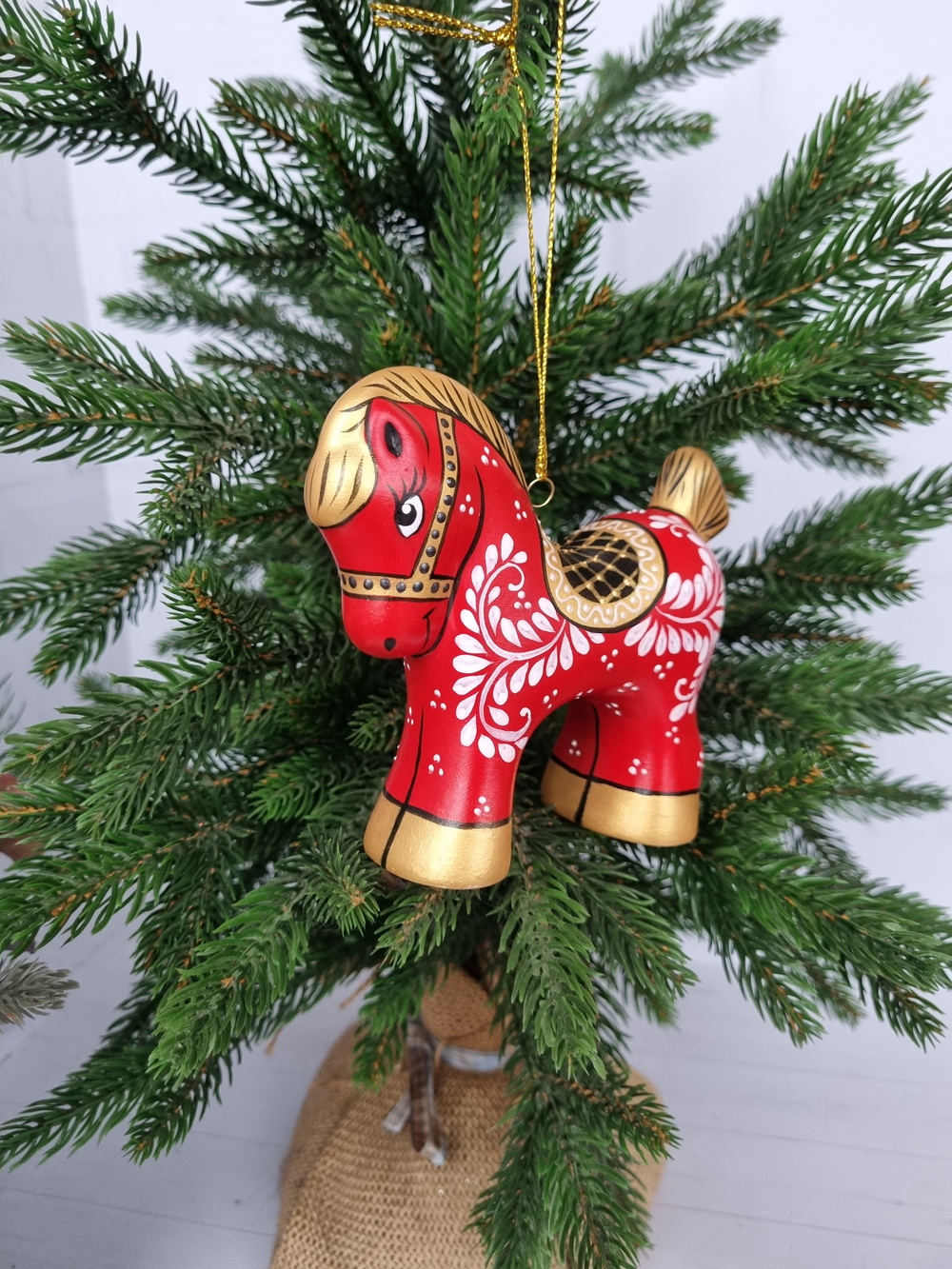 Конь-Огонь ёлочная игрушка из фарфора