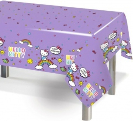 Скатерть (полиэтилен), Hello Kitty, Сиреневый, 120*180 см, 1 шт.