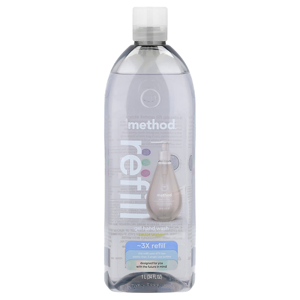 Method, Gel Hand Wash, Refill, Sweet Water, 34 fl oz (1 L)