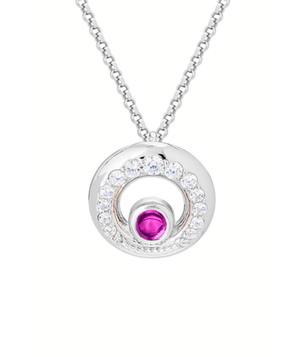 Подвес малый из серебра со вставками из выращенного рубина и бесцветных фианитов