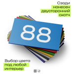 Табличка с номером 88 на дверь квартиры, для офиса, кабинета, аудитории, склада, голубая 120х70 мм, Айдентика Технолоджи
