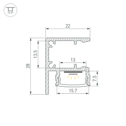 Профиль WALL-2228-2000 ANOD (Arlight, Алюминий) 050466
