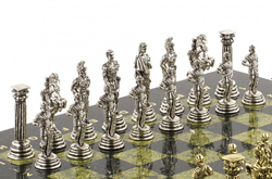 Шахматы "Римские легионеры" доска 32х32 см змеевик мрамор  G 120793