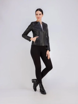 Кожаная куртка демисезонная на молнии