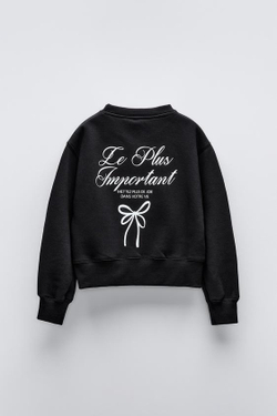 ZARA ТОЛСТОВКА С БАНТАМИ И НАДПИСЬЮ, ЧЕРНЫЙ