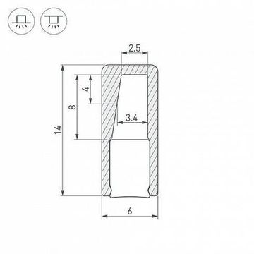 Профиль для контурной подсветки 2м 021940 серебристый ALU-NANO-6-2000 ANOD+SILICONE Arlight