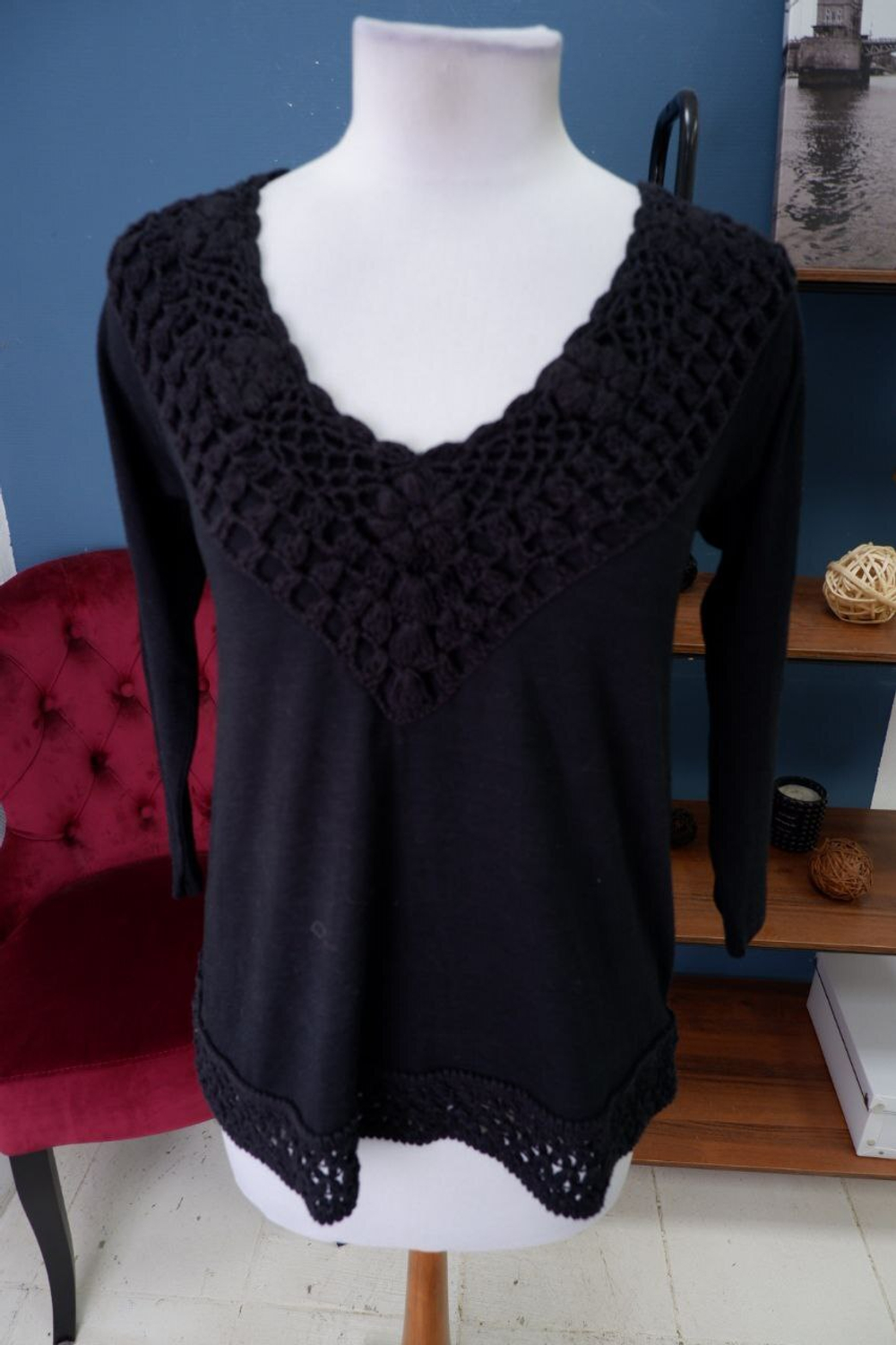 Джемпер Hollister  с кружевом 44 размер