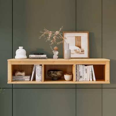 Полка навесная с 3 секциями Хемнэс/Кымор, 183х34х37см, светло-коричневый