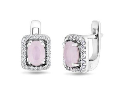 Серьги из серебра с розовым кварцем