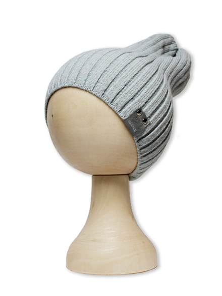 Шапочка вязаная в рубчик Чиполлино Серый полушерсть RinaAmari