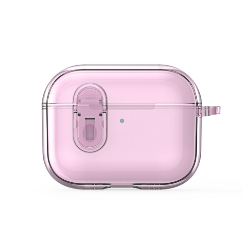 Чехол прозрачный розовый для наушников AirPods Pro 3, серия PECL Series от Dux Ducis, в комплекте с карабином