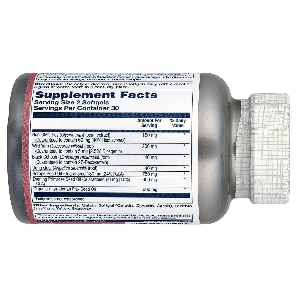 Solaray, Phytoestrogen™ с незаменимыми жирными кислотами с диким ямсом, воронцем кистевидным и дудником китайским, 60 мягких таблеток