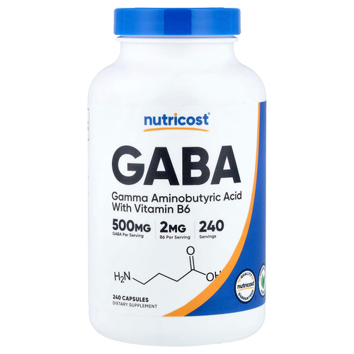Nutricost, GABA с витамином B6, 240 капсул