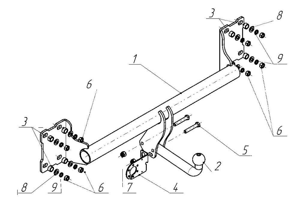 Фаркоп для BMW X5 E70 2007-2013 Тип шара: A. Нагрузки: 2500/125 кг, BM 02