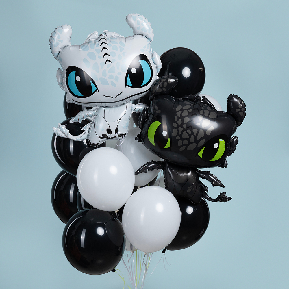 Шар (32''/81 см) Фигура, Любимый Дракон, Черный, 1 шт. в уп.