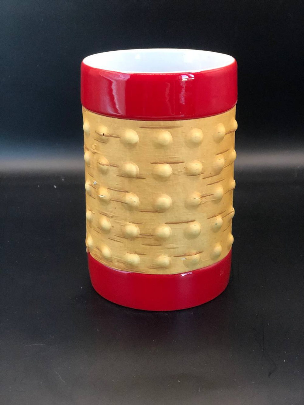 Кружка большая фарфоровая без ручки с берестой. Коллекция Dots (Пупырышки или Точки)